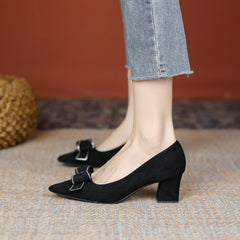 Women's Bowknot Pointed Toe High Heels Slip On Dress Pumps