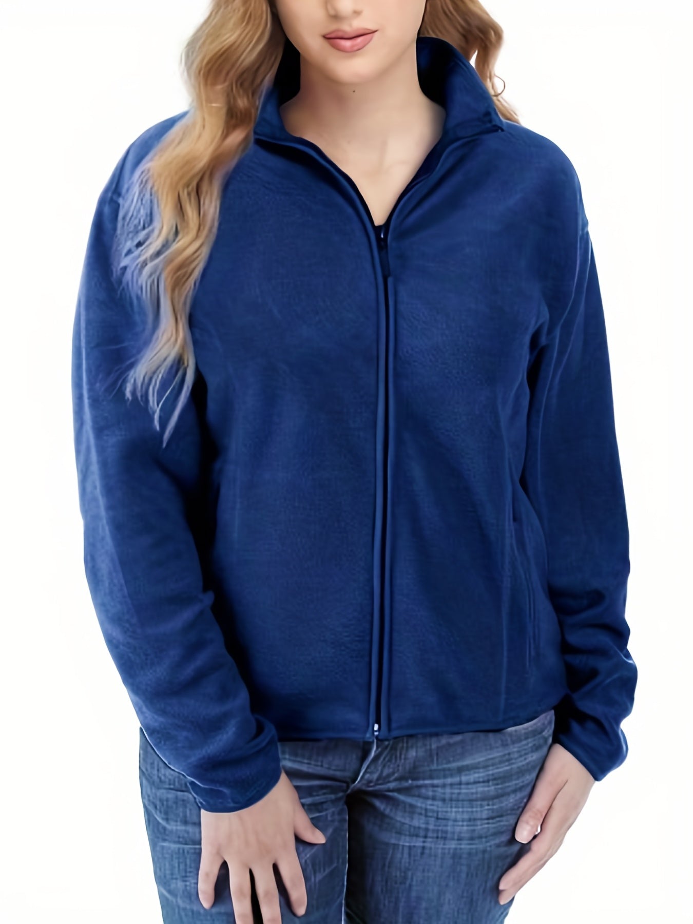 Zip Up Teddy Jacket Solid Long Sleeve Outerwear