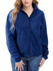 Zip Up Teddy Jacket Solid Long Sleeve Outerwear