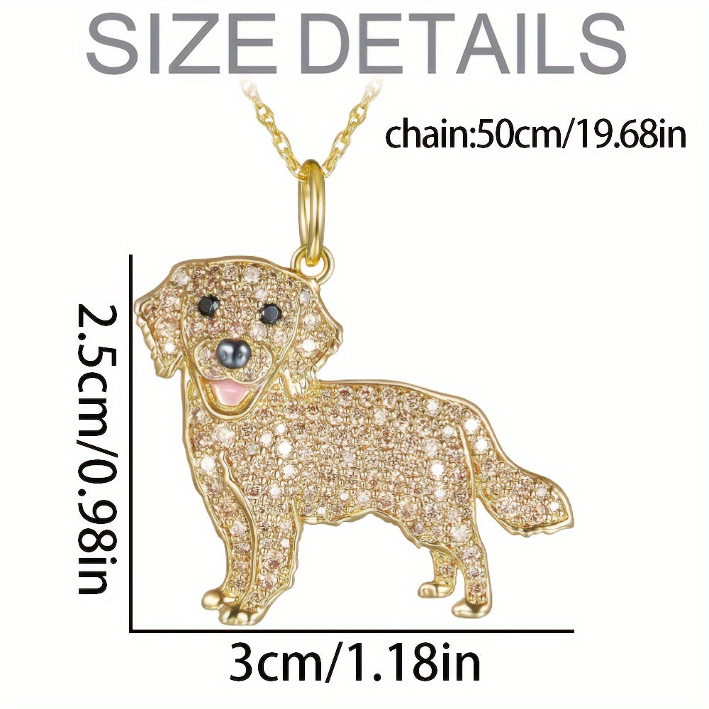 Golden Retriever Rhinestone Pet Pendant Necklace Dog Animal Jewelry