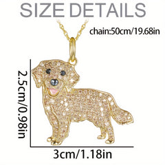 Golden Retriever Rhinestone Pet Pendant Necklace Dog Animal Jewelry