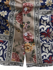 Flower Print Men's Casual Short Sleeve Shirt For Summer Vacation