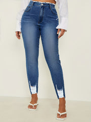Ripped Holes Skinny Jeans Distressed Slim Fit Denim Pants