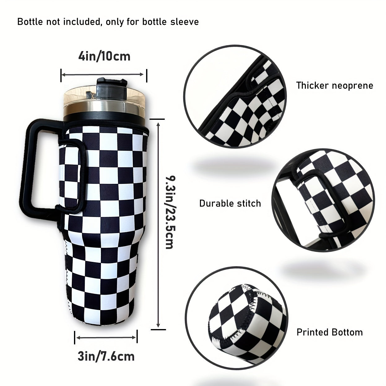 Neoprene Cup Insulated Sleeve Plaid 1200ml Tumbler Bottle