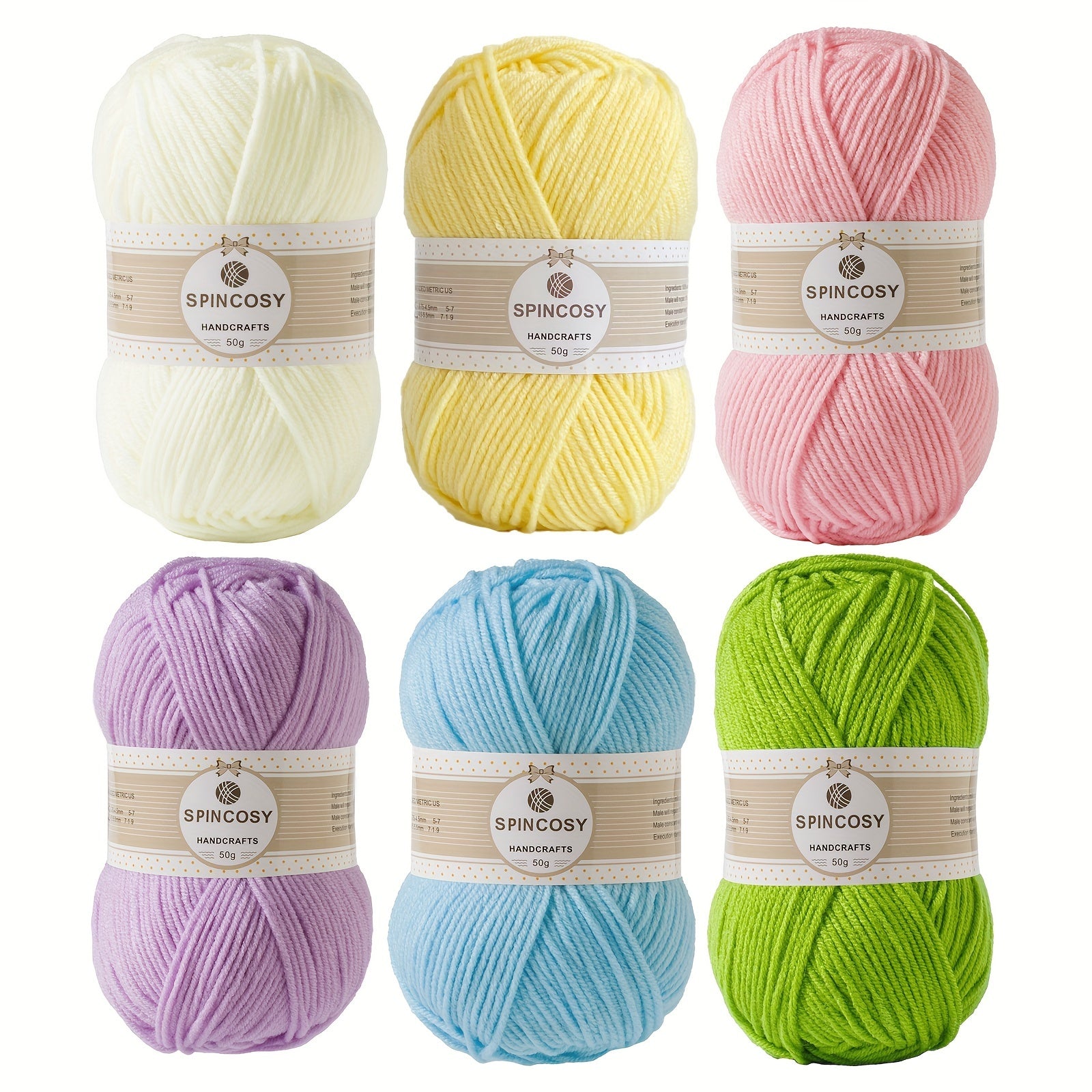 6pcs Beginner Crochet Yarn Easy to See Stitch Unisex Hand Knitting