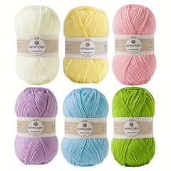 6pcs Beginner Crochet Yarn Easy to See Stitch Unisex Hand Knitting