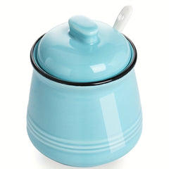 Ceramic Salt Bowl Sugar Bowl with Lid and Spoon
