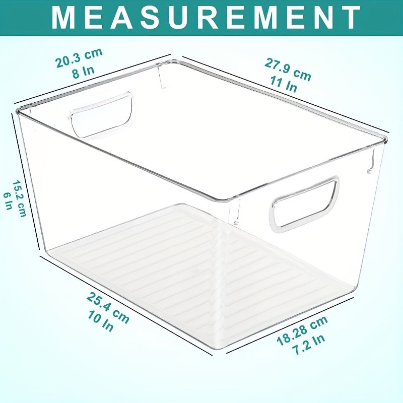 2pcs Clear Plastic Pantry Organizer Bins Food Storage Bins With Handles