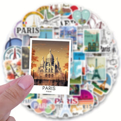 120pcs Paris City Travel Stickers Scrapbooks Journals Laptops