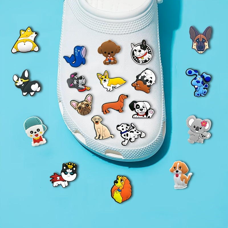 20pcs Animal Shoes Charms For Clogs Bubble Slides Sandals Dog Pattern Decor