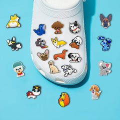 20pcs Animal Shoes Charms For Clogs Bubble Slides Sandals Dog Pattern Decor