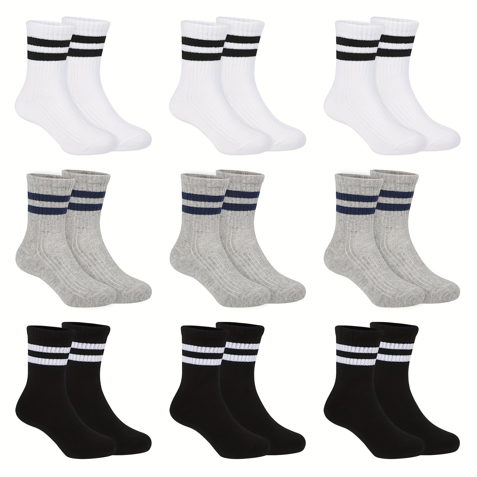 Boy's Striped Crew Socks Breathable Comfy Casual Style Unisex Socks