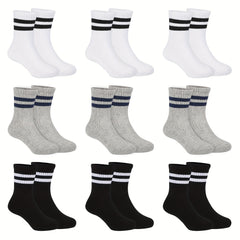 Boy's Striped Crew Socks Breathable Comfy Casual Style Unisex Socks