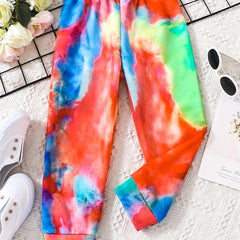 Girls' Tie Dye Joggers High Waist Sweatpants Kids Clothes