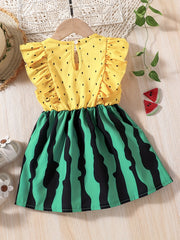 Toddler Girls Watermelon Graphic Princess Dress for Party