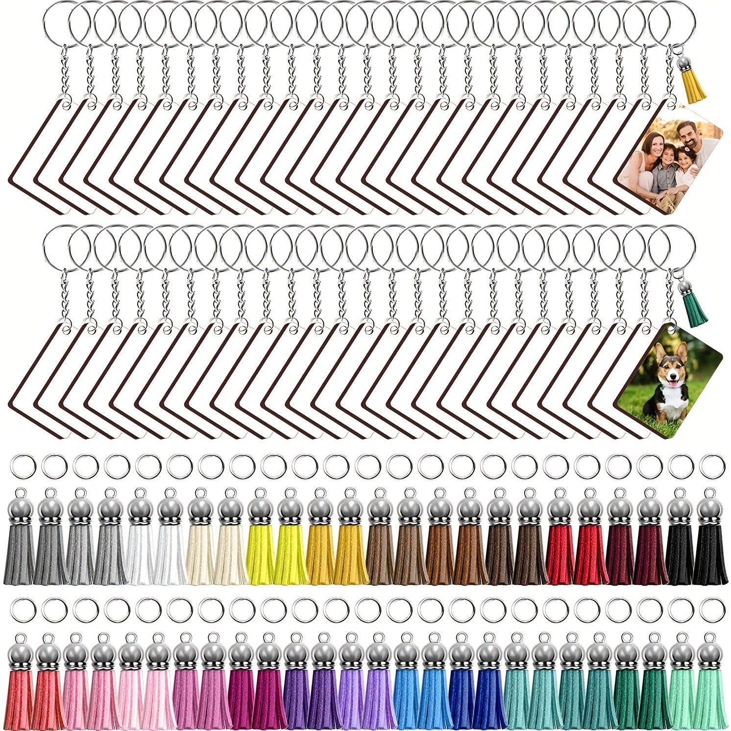 250PCS Sublimation Blank Leather Keychain with Tassel