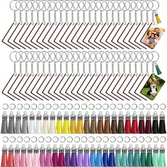 250PCS Sublimation Blank Leather Keychain with Tassel