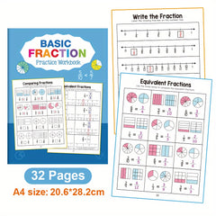 Fraction Practice Workbook for Grades 3-5, Colorful Illustrations