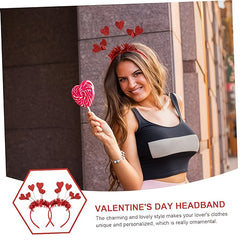 2pcs Heart Sequin Holiday Headbands Pom Pom Plastic Headband