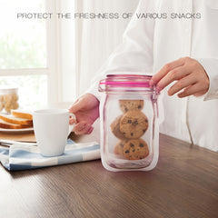 20pcs Mason Jar Bags Food Storage Reusable Zip Lock Snack Bag