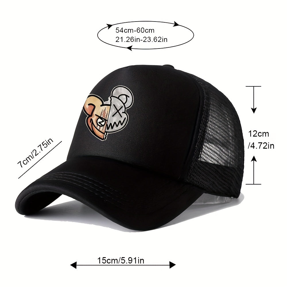 Men's Outdoor Sunshade Baseball Cap Cartoon Print Mesh Hat Hip Hop Hat