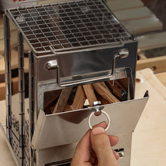 KORAMAN Portable Folding Wood Burning Camp Stove with Grill