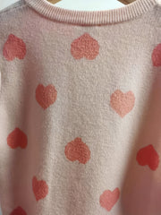 Girls Casual Heart Print Knit Sweater Top For Autumn And Winter Kids Clothes