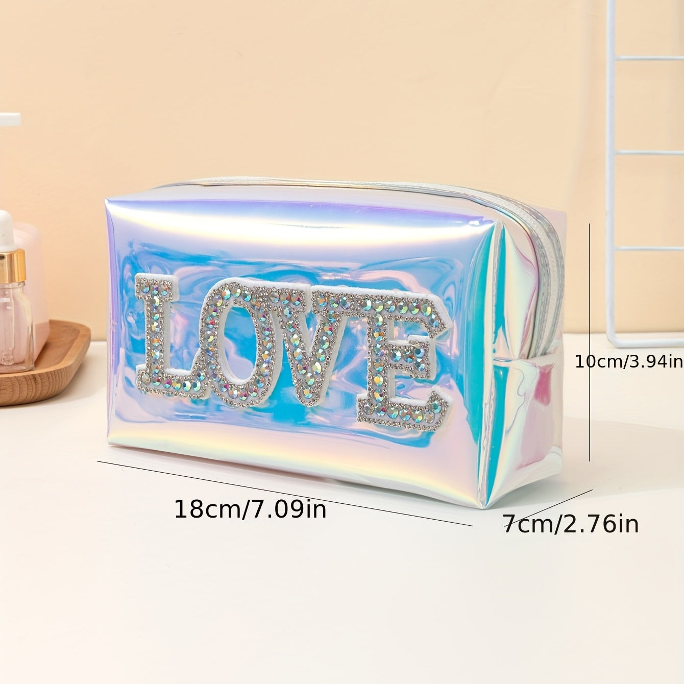 LOVE Letters Makeup Bag Y2k Style PVC Waterproof Cosmetic Pouch