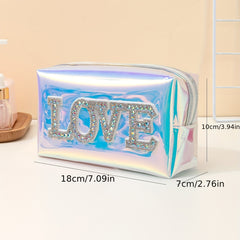 LOVE Letters Makeup Bag Y2k Style PVC Waterproof Cosmetic Pouch
