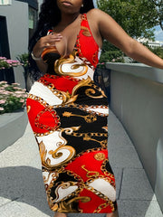 Colorblock Tie Dye Bodycon Maxi Tank Dress