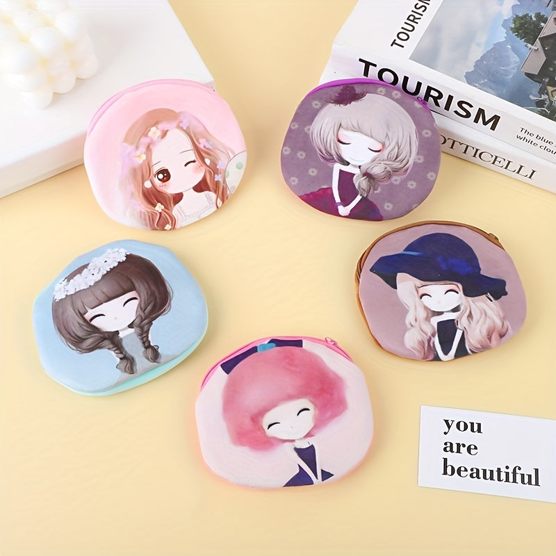 Girls Cartoon Zipper Coin Purse Wallet Mini Plush Key Bag