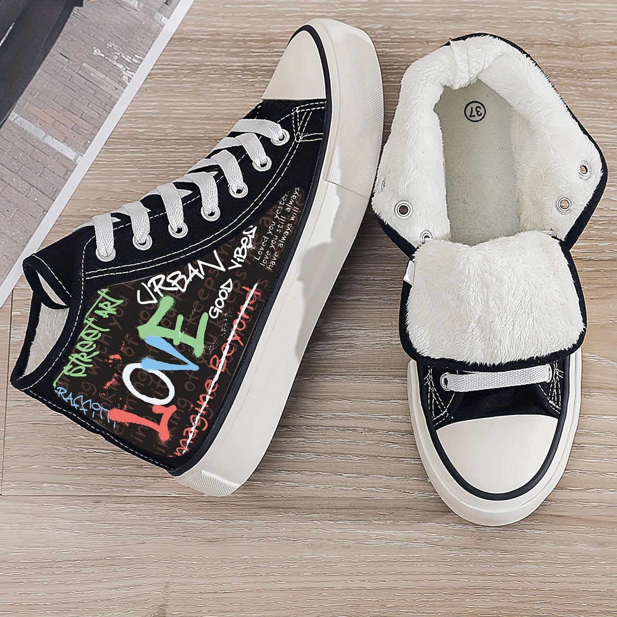 Warm Plush Lined Chunky Canvas Sneakers