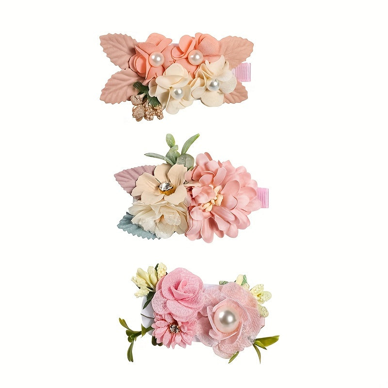 Girls Artificial Flowers Hair Clips Princess Hair Accessories