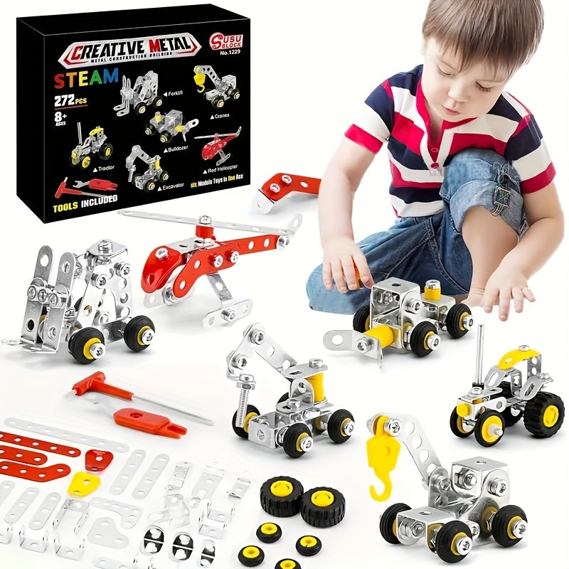 272pcs Metal Building Blocks DIY Engineering Educational Toy for Ages 8