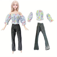 Doll Clothes Set - Party Wear Dress Gown Shirt Pants Outfit