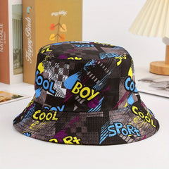 Unisex Versatile Sunshade Bucket Hat With Print Double sided Sun Hat