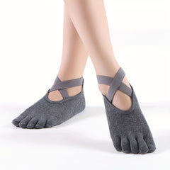 Criss Cross Cut Out Toe Socks Pilates Sports Socks Women's Stockings