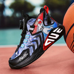 Boy's Block Basketball Shoes Rotating Buckle Breathable Non Slip Sneakers