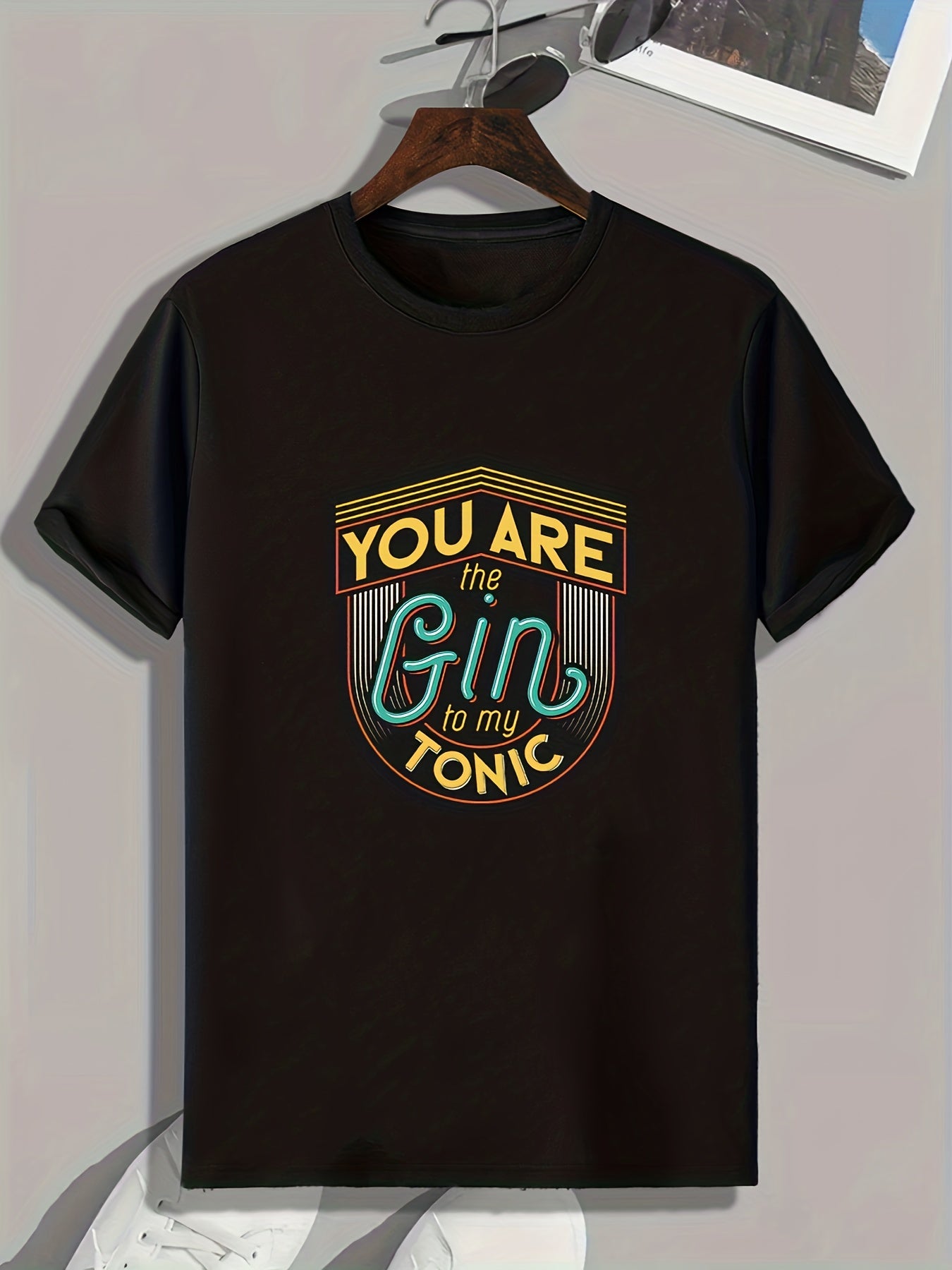 Gin Lover Slogan Pattern Print Men's Sports T-shirt