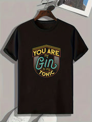 Gin Lover Slogan Pattern Print Men's Sports T-shirt