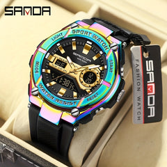 SANDA Waterproof Sports Watch Army Green