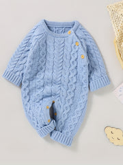Baby Knitted Romper Long Sleeve Button Down Casual Onesie