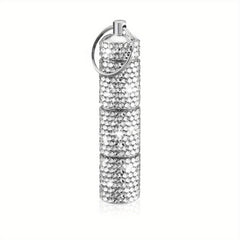 Rhinestone Pill Case Container Keychain for Travel