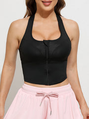 Women's Solid Sport Fitness Tank Top - Sleeveless Crop Top