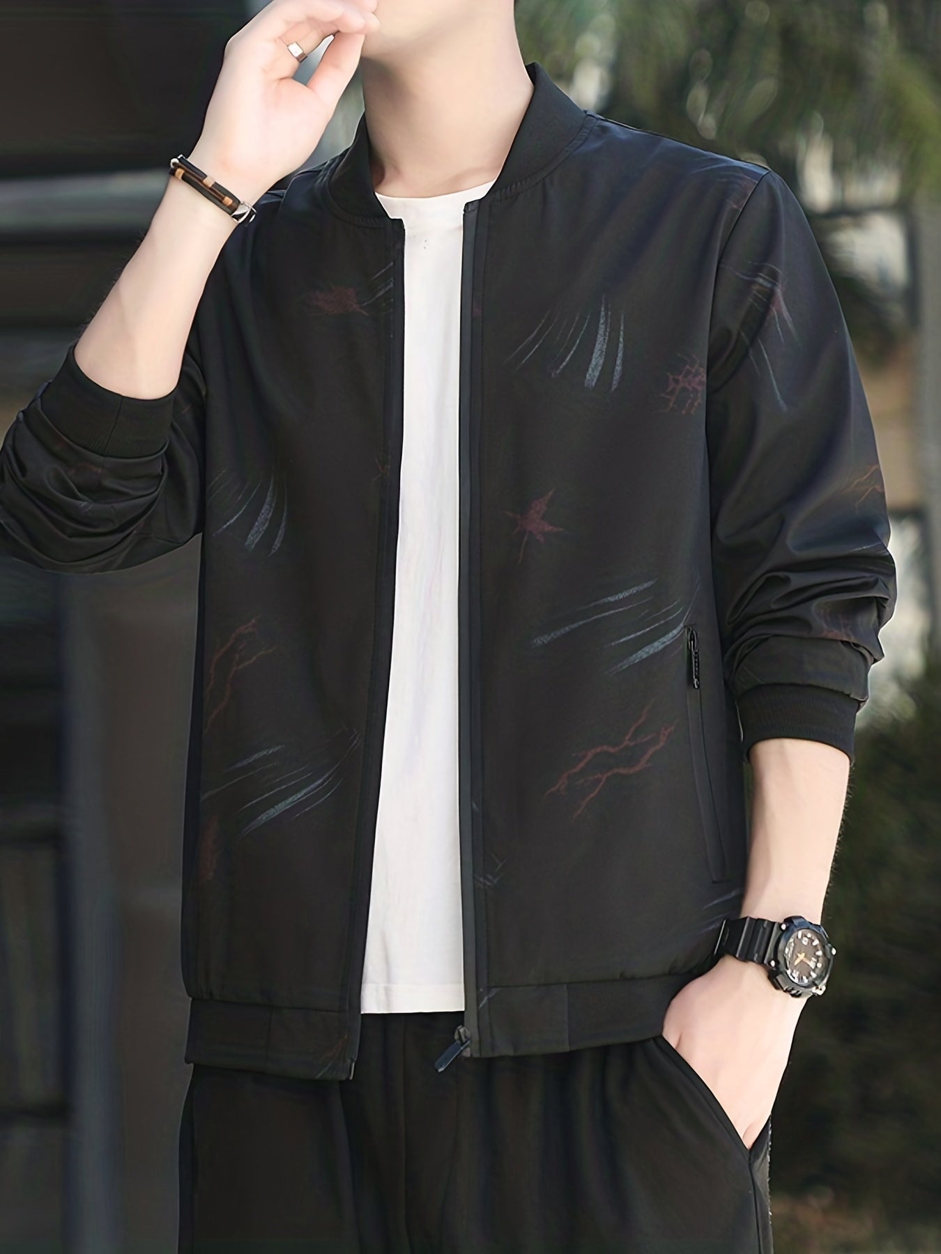 Men's Full Zip Windbreaker Jacket Casual Baseball Coat