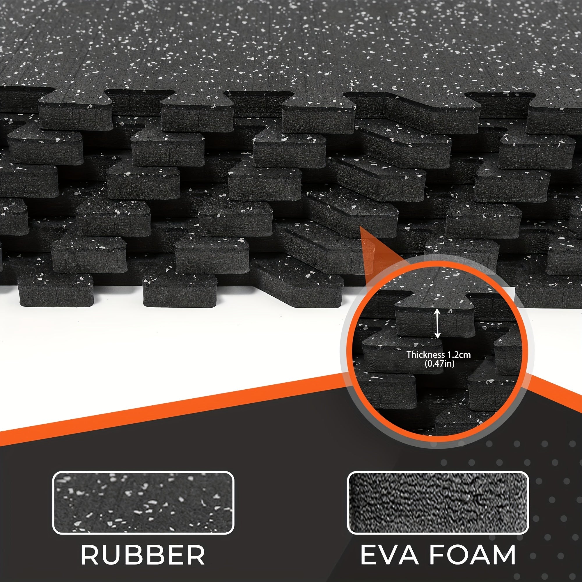 6pcs Fitness Floor Mat For Home & Gym Heavy Duty Rubber Top Rubber Floor Mats
