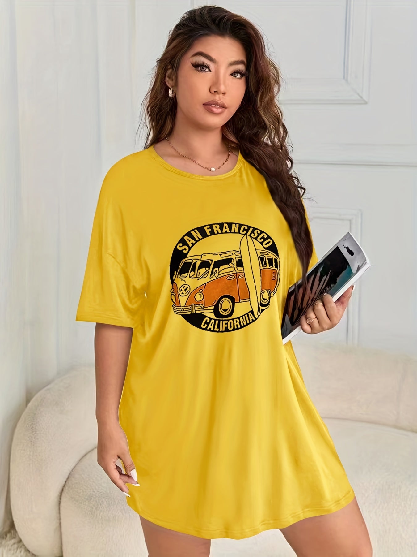 Retro Nightdress Plus Size Women's Sleep Dress