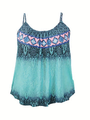 Marble Print Cami Top Round Neck Medium Stretch