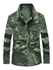Men's Camo Pattern Button Up Long Sleeve Shirt
