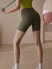 Seamless Yoga Sports Shorts Wide Waistband Quick Dry Breathable Workout